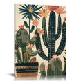 thumbnail image 1 of PRATYUS  Framed Canvas Wall Art Desert Oasis Mexican Cacti and Succulents Vintage Illustration Relax/Calm Warm Artwork, 1 of 5