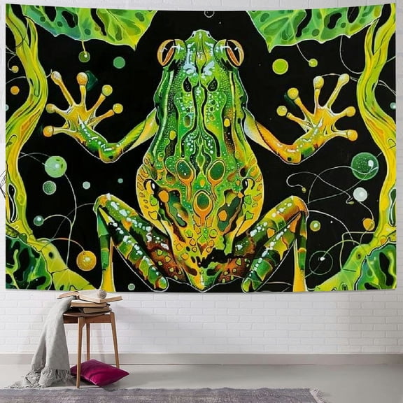 PRATYUS Frog Tapestry Moon Phase Tapestries Trippy Eyes Tapestry Aesthetic Plants Tapestry Hippie Animal Tapestry Wall Hanging for Bedroom Painting