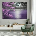thumbnail image 1 of PRATYUS  Full Moon Over Ocean Tapestry Wall Hanging, Purple Japanese Cherry Blossom Wall Tapestry, Fantasy Asian Scenery Tapestry for Bedroom Living Room Dorm Home Decor, 60x40 Inch 60x40in, 1 of 7