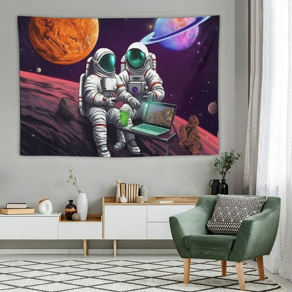 PRATYUS  Funny Space Astronaut Alien Tapestry Wall Hanging As Wall Art And Home Decor For Bedroom, Living Room, Dorm Decor Tapestry (60x40 Inch) 60x40in