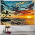 thumbnail image 1 of PRATYUS GHMO Ocean Tapestry Wall Hanging Art tapestry Exotic Nature Beach Palm Tree Sunrise Sunset Sky Landscape Aesthetic Tapestry Wide Wall Hanging for Bedroom Living Room Dorm Painting, 1 of 6