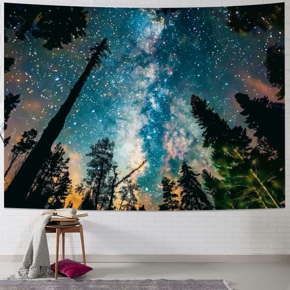 PRATYUS GUIFIER Galaxy Tapestry Wall Hanging Forest Starry Tapestry Tapestry Tree Tapestry Starry Night Sky Tapestry Nature Wall Tapestry Landscape Tapestry for Dorm Living Room Bedroom 50x40inch