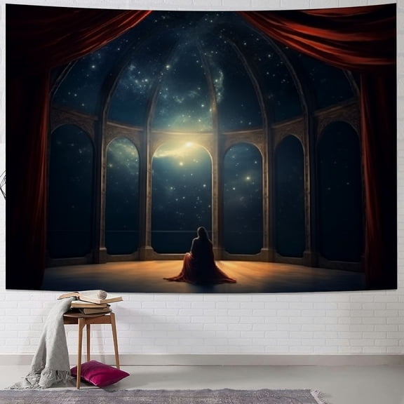 PRATYUS Galaxy Space Tapestry for Bedroom Fantasy Room Wall Decor Aesthetic Poster Wall Hanging Large Tarot Cosmic Galaxies Tapestry for Living Room College Dorm 50x40inch