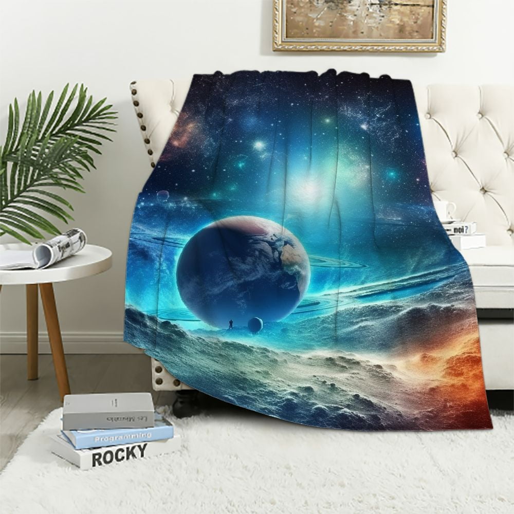 PRATYUS Galaxy Stars Hologram Flannel Throw Blanket for Sofa Couch, Cozy and Long-Lasting All Seasons Super Soft Blanket 60x80in