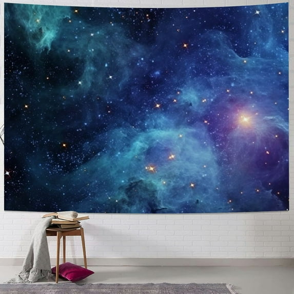 PRATYUS Galaxy Tapestry for Bedroom Aesthetic Space Blue Night Starry Sky Stars Universe Tapestry Mysterious Nebula Wall Hanging Backdrop Room Decor for Bedroom Living Room 60x50inch