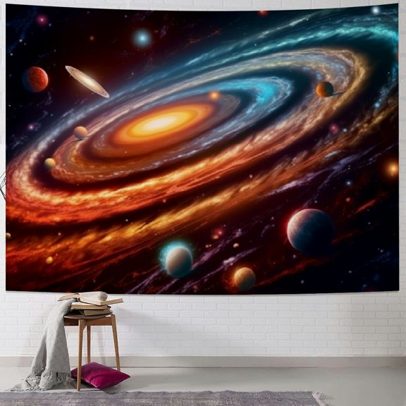 PRATYUS Galaxy Tapestry Spiral Universe Planet Starry Sky Tapestry Wall Hanging Outer Space Tapestry Nebula Cosmic Psychedelic Bedspread Tapestry for Bedroom Living Room Decor 40x30inch