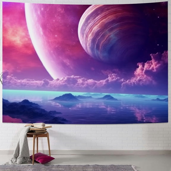 PRATYUS Galaxy Tapestry Universe Starry Sky Planet Tapestry Wall Hanging Cosmic Outer Space Tapestry Psychedelic Nebula Headboard Bedspread Tapestry for Bedroom Living Room Decor 50x40inch