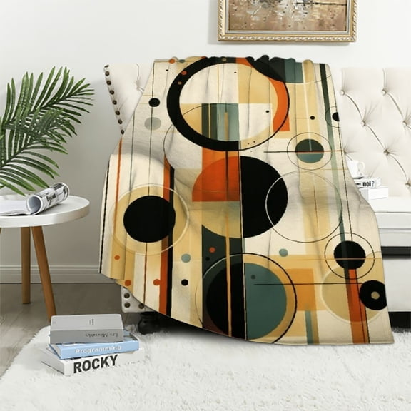 PRATYUS Geometric Shapes Throw Blanket for Couch Sofa Bed Office Decor All Seasons Soft Plush Blankets 50x60in