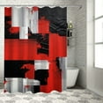 thumbnail image 1 of PRATYUS Geometric Shower Curtain Red Grey Black White Geometry 3D Square Abstract Modern Minimalist Bathroom Decor Polyester Curtains Set with Hook 60x72, 1 of 7