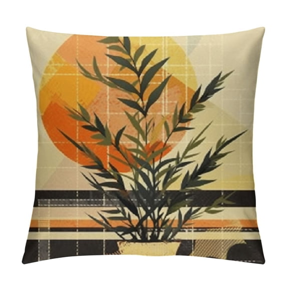 PRATYUS Geometric Stripe Throw Pillow Covers Retro Aesthetic Cushion Covers, Beige Minimalism Cushion Cases Modern Artwork Pillow Covers, Mid Century Cushion Cases 22x22in