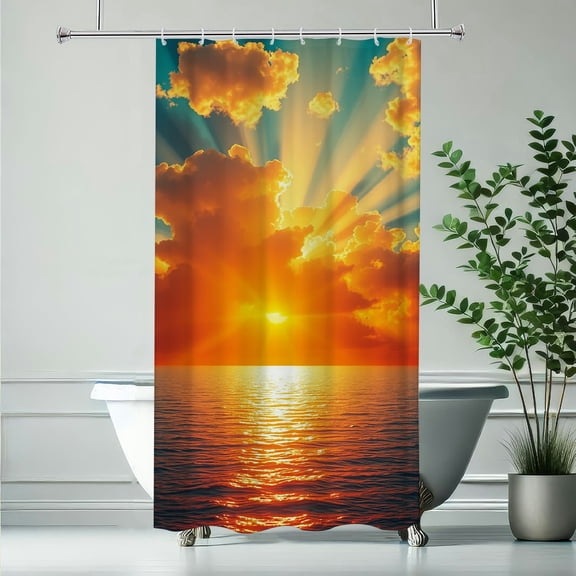 PRATYUS God Rays Waterproof Shower Curtain for Home Bathrooms with HD Digital Print 90x180cm