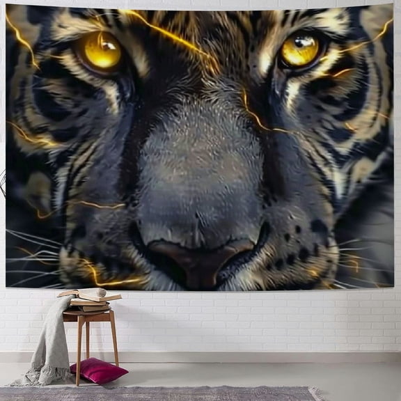 PRATYUS Golden Cool Lion King paninting Wall Tapestry Hippie Art Tapestry Wall Hanging Home Decor Extra Large tablecloths for Bedroom Living Room Dorm Room 60x50inch