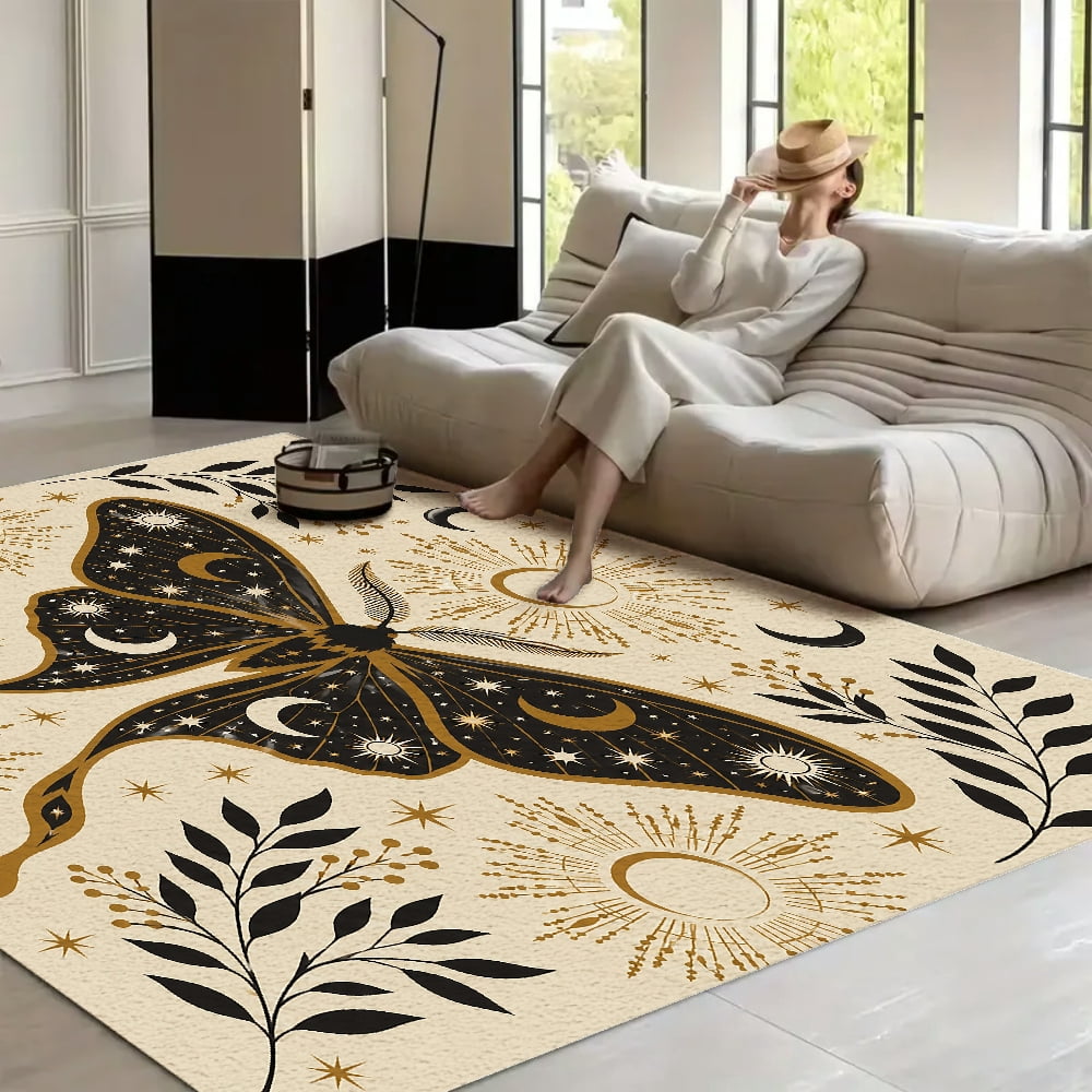 PRATYUS Golden Moth With Sun And Crescent Motifs Soft Fluffy Velvet ...
