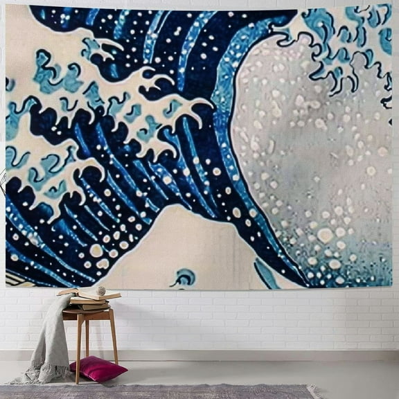 PRATYUS Great Wave Tapestry for Bedroom Wall Hanging Art Wall Decor with Hemmed Edges, Ocean Wall Blanket Home Decor for Bedroom College Dorm, The Great Wave Off Kanagawa Painting