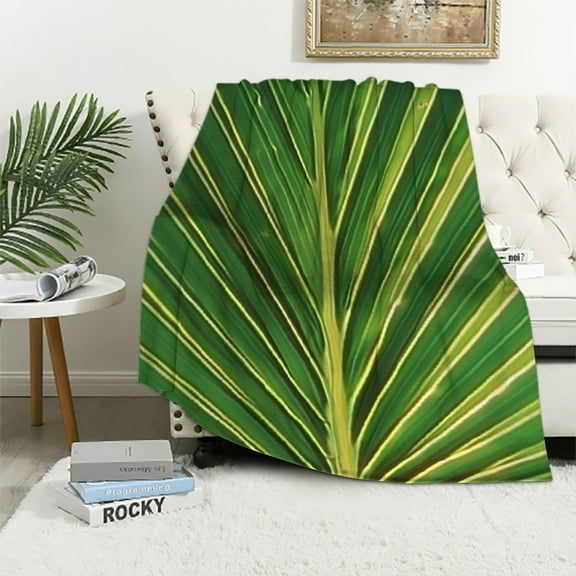PRATYUS Green Leaf Blanket Flannel Plant Throw Blankets Soft Giant Leaf Blanket Leaves Design for Bed Couch and Sofa Leaf Blanket Leaf Design Accent for Plant Lovers 40x50in