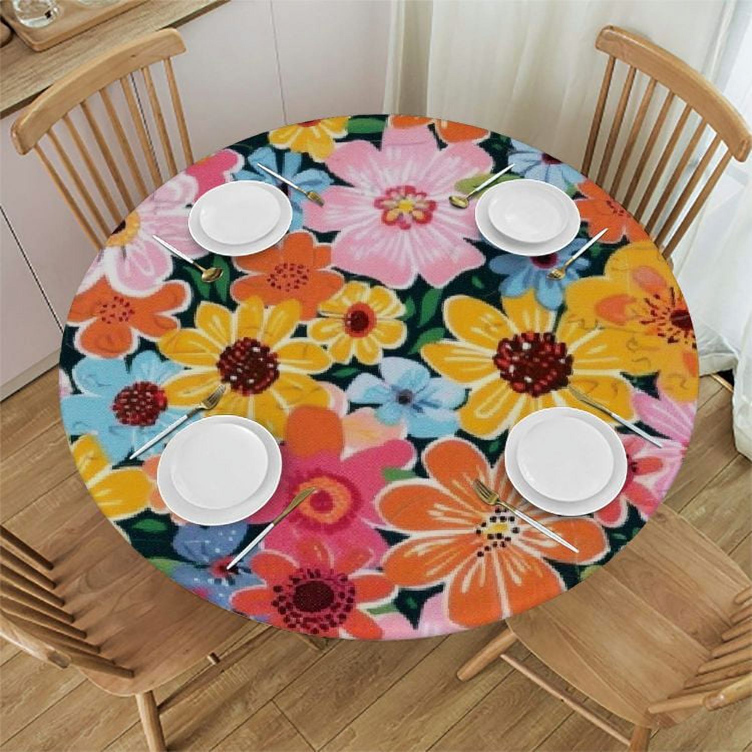 PRATYUS Groovy Daisy Tablecloth Plastic Boho Flowers Table Covers Retro ...