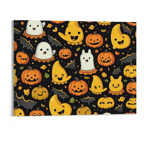 PRATYUS Halloween Pumpkin Canvas Wall Art Picture 20x16in for Living Room Bedroom Home Office Decor 20x16in