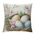 thumbnail image 1 of PRATYUS  Happy Easter Cherry Blossom Easter Eggs Throw Pillow Covers,Flowers Chickadee Brown Cushion Case Decoration for Sofa Couch 12x12in, 1 of 5