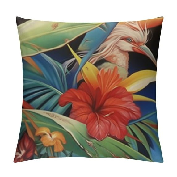 PRATYUS Hawaiian Floral Throw Pillow Covers Decorative Couch Pillow Cases Pillow Square Cushion Cover for Sofa, Couch, Bed and Car 20x20in