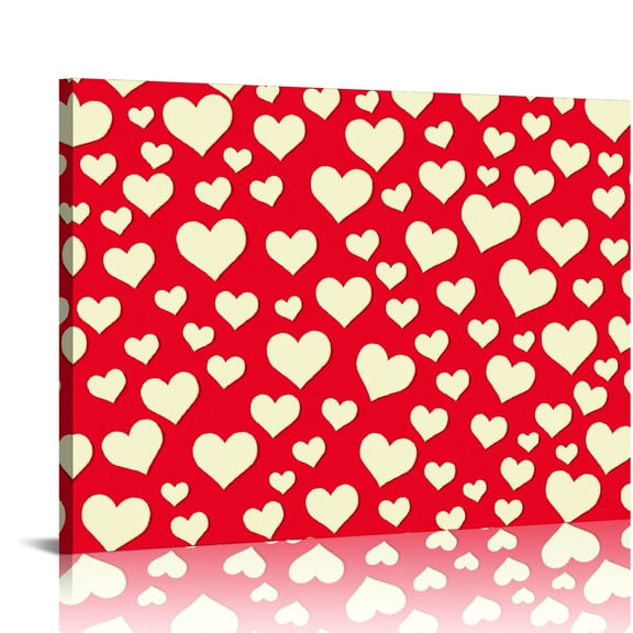 PRATYUS Heart Pattern Fabric Background Canvas Prints Wall Art 16x12in