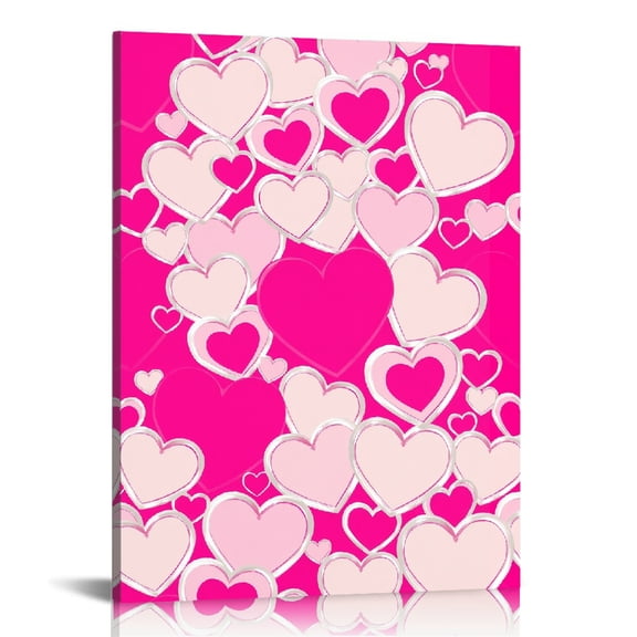 PRATYUS Heart Pattern Wall Art Canvas Decor for Home Office Bathroom 12x16in