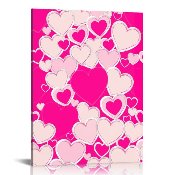 PRATYUS Heart Pattern Wall Art Canvas Decor for Home Office Bathroom 16x20in