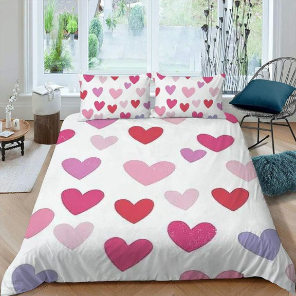 PRATYUS Hearts Annabel Kidston Romantic Valentine's Day Design 3-Piece Bedding Set Breathable Comforter for Home Decor Bedroom Stylish Patterns Gift Option 87x68in