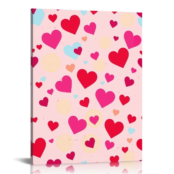 PRATYUS Hearts Circles Silk Screen Canvas Wall Art Home Decor 12x16in