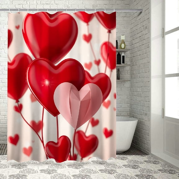 PRATYUS Hearts Flower Romance Waterproof Bathroom Shower Curtain for Home 152x180cm