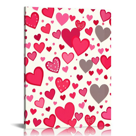 PRATYUS Hearts Pattern Dots Canvas Prints Wall Art Home Decor 16x20in