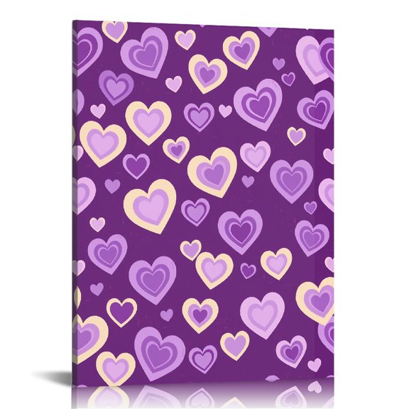 PRATYUS Hearts Pattern Purple Canvas Wall Art Modern Home Decor 16x20in