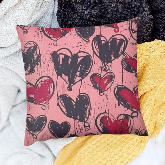 PRATYUS Hearts Square Pillow Covers for Home Sofa Couch Decoration 20x20in