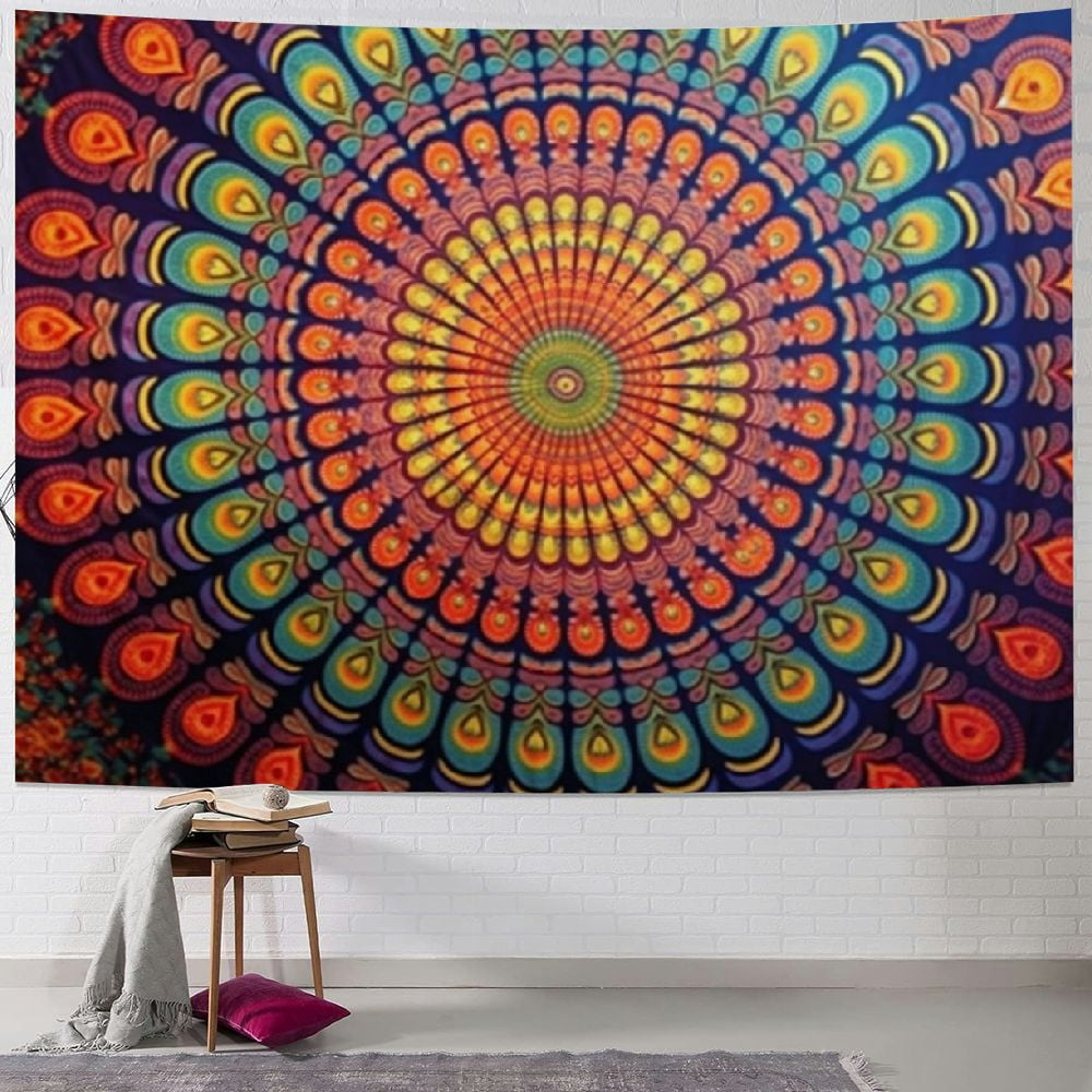 PRATYUS Hippie Mandala Tapestry Wall Hanging - Indian Peacock ...