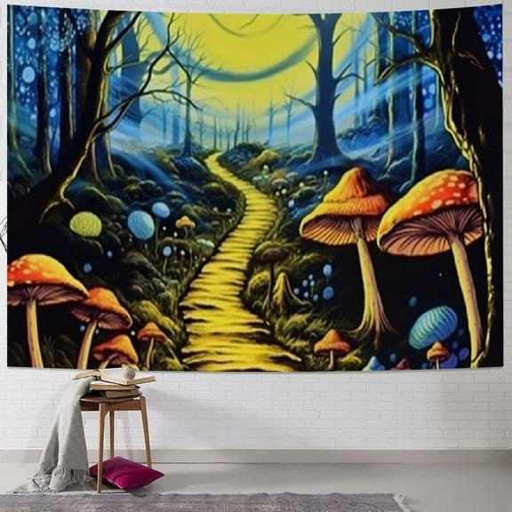 PRATYUS  Hippie Mushroom Tapestry Moon Stars Tapestries Starry Sky Tapestry Abstract Mountain Forest Tapestry Vertical Galaxy Space Tapestry for Bedroom  40x30inch