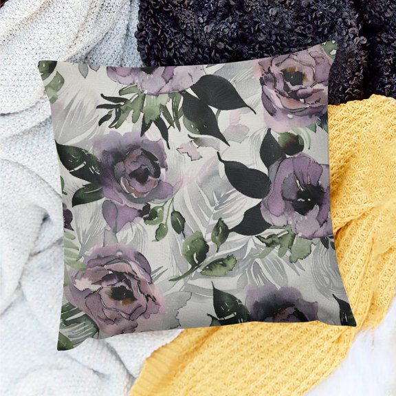 PRATYUS Home Decor Throw Pillow Cover Flowers Leaves Fabric 18x18in