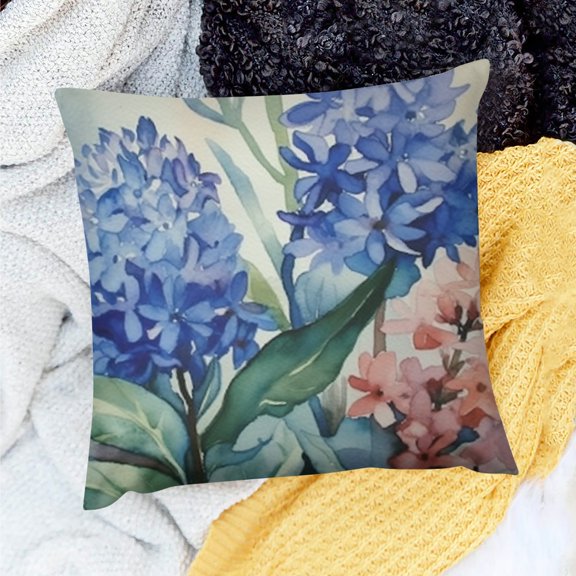 PRATYUS Home Decor Throw Pillow Cover Watercolor Flowers Leaves 18x18in