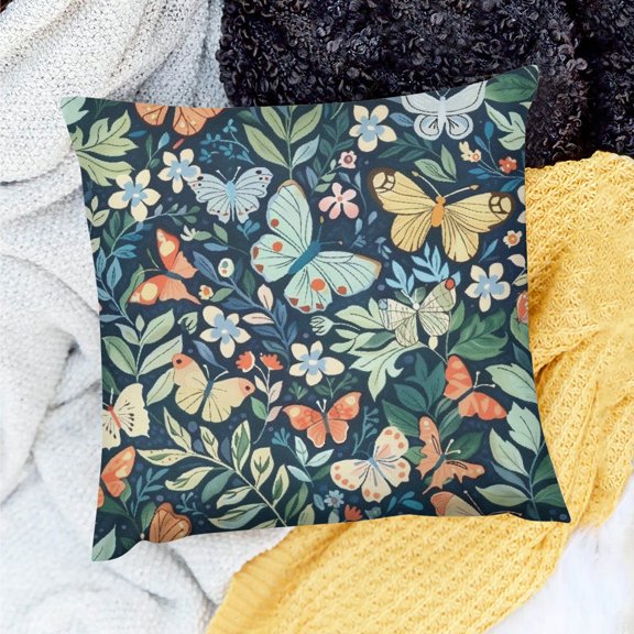 PRATYUS Home Decor Throw Pillow Covers Butterflies Flowers Leaves 18x18in