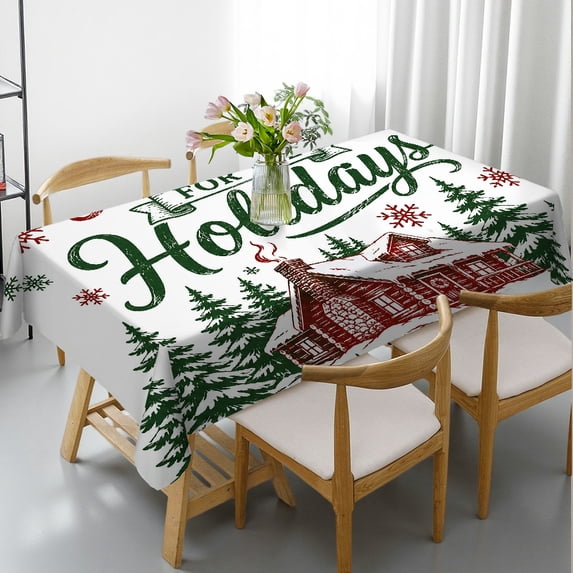 PRATYUS Home Holidays Cabin Retro Print Rectangle Tablecloth, Machine ...