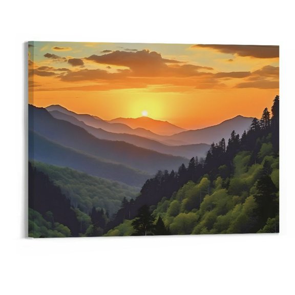 PRATYUS Home Office Decor Fall Decor Sunset Scenery Canvas Wall Art Picture 20x16in for Living Room Bedroom 20x16in