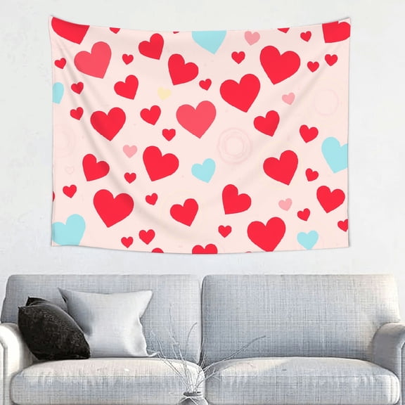 PRATYUS Home Wall Tapestry Art Hearts Circles Silk Screen Print 40*30in