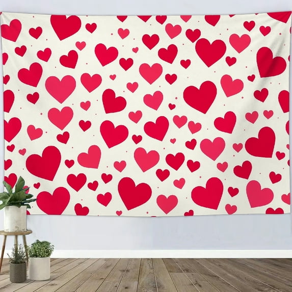 PRATYUS Home Wall Tapestry Art Hearts Crosses Silk Screen Print 90*60in
