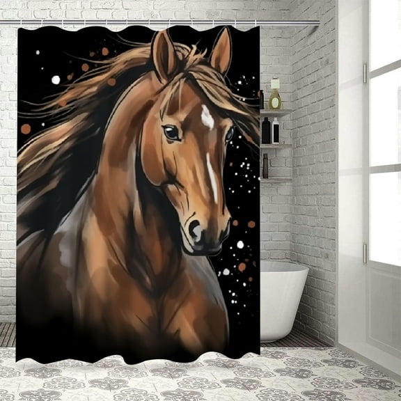 PRATYUS Horse Shower Curtain Waterproof Bath Curtain Kids Bathroom Decor Polyester Fabric Modern Stylish Chic Shower Curtain with Hooks 36"x72