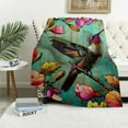 thumbnail image 1 of PRATYUS Hummingbird Floral Blanket Gifts for Women Kids Girls Mom Farmhouse Pink Flowers Bird Throw Blankets Home Bedroom Mother's Day Decor Soft Cozy Lightweight Throw Blanket 40x50in, 1 of 6