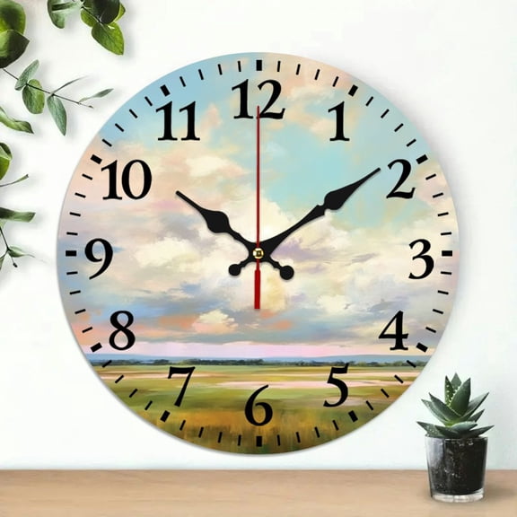 PRATYUS Impressionist Painting Wall Clock 10 Inches Round Decorative Clock for Living Room Bedroom Kitchen Bathroom Silent Non-Ticking Battery Operated Modern Design Home Decor 10x10in