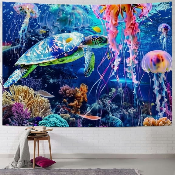 PRATYUS Jellyfish Tapestry Fantasy Ocean Underwater Tapestry for Bedroom Aesthetic Jellyfish Tapestries for Living Room Dorm Wall Hanging Decor Painting