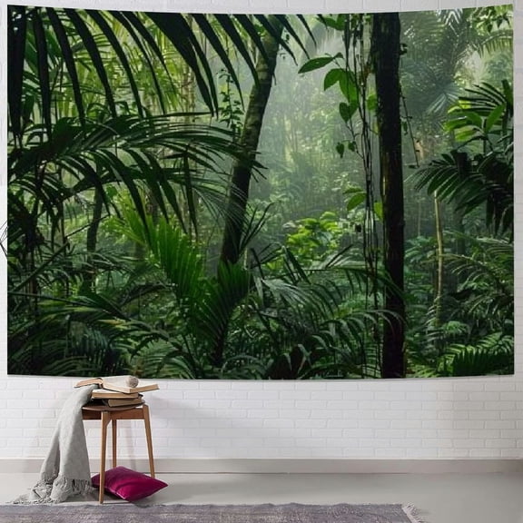 PRATYUS Jungle Tapestry Wall Hanging, Green Forest Tapestries Backdrop, Rainforest Nature Landscape Tapestry Wall Art Hanging Background, Nature Scenery apestry for Living Room Dorm 40x30inch