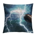 thumbnail image 1 of PRATYUS Kids American Football Pillow Cover,Boys Teens Sport Rugby Abstract Lightning Reversible Throw Pillow Cover Case,Green Football Field Bleachers Square Cushion Cover Set 12x12in, 1 of 5