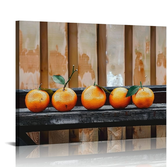 PRATYUS Kitchen Canvas Wall Art Orange Fruit Food Picture Dining Room Canvas Painting for Home Wall Decor, Tangerine Fruit Framed Artwork for Kitchen Restaurant Decoration Ready to Hang