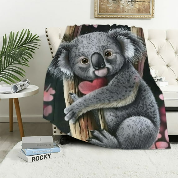 PRATYUS Koala Blanket Super Soft Flannel Throw Blanket Just a Girl Who Loves Koalas Blankets for Kids Adults Women Gifts 40x50in