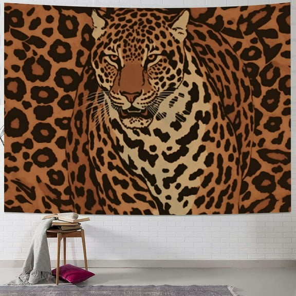 PRATYUS Leopard Print Tapestry Cheetah Decor Wall Hanging Geometric Wall Tapestry African Safari Animal Tapestries Modern Abstract Pattern Wall Blanket for Kid Boy Men Artwork 40x60inch